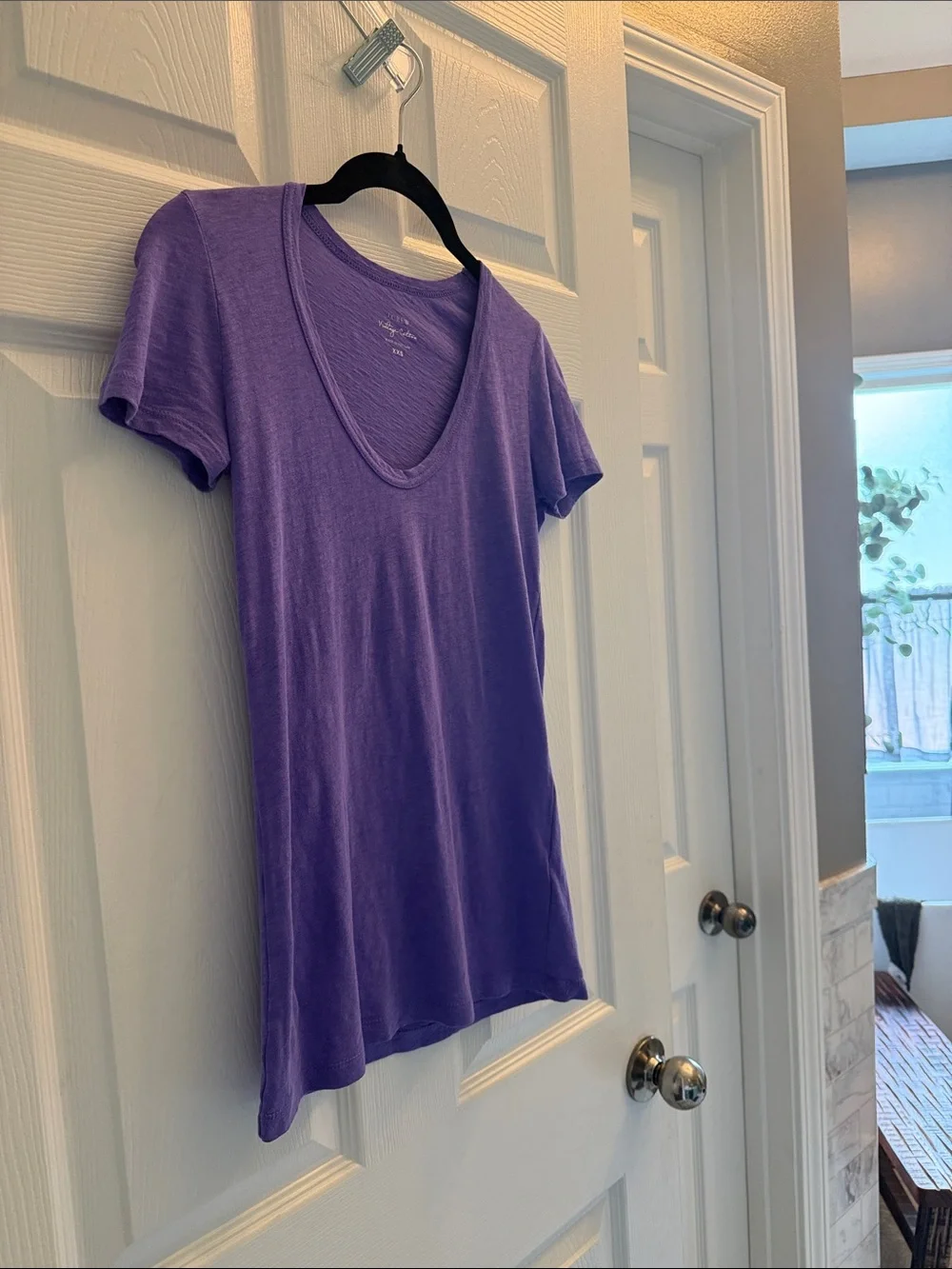 J. Crew 100% Cotton Purple V-Neck Tissue Short Sleeve Tee